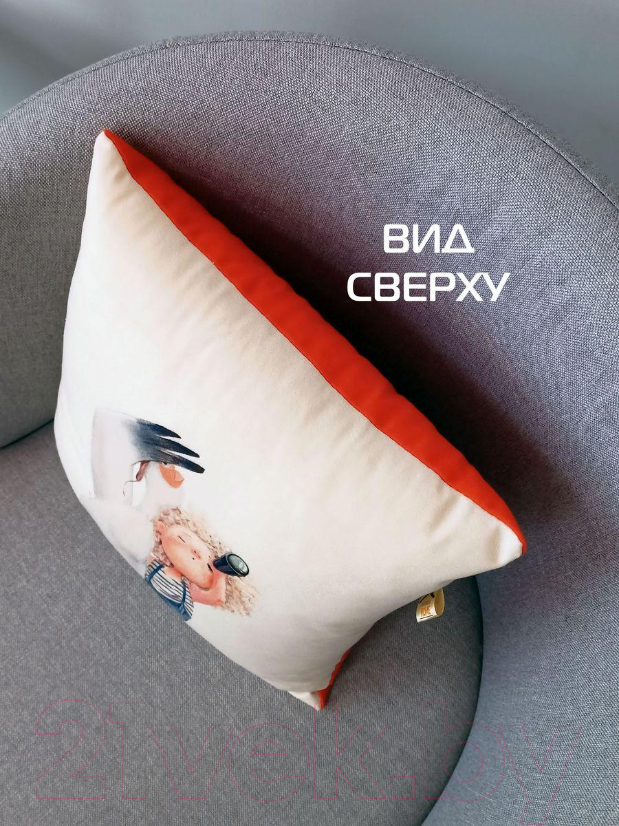 Подушка декоративная MATEX Fluffy. В далекие дали / 62-325 (молочный/синий/лососевый) — фото 6