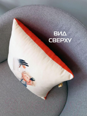 Подушка декоративная MATEX Fluffy. В далекие дали / 62-325 (молочный/синий/лососевый)