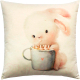 Миниатюра изображения товара Подушка декоративная MATEX Fluffy. Зайка и кофеек / 62-363 (молочный/светло-серый)