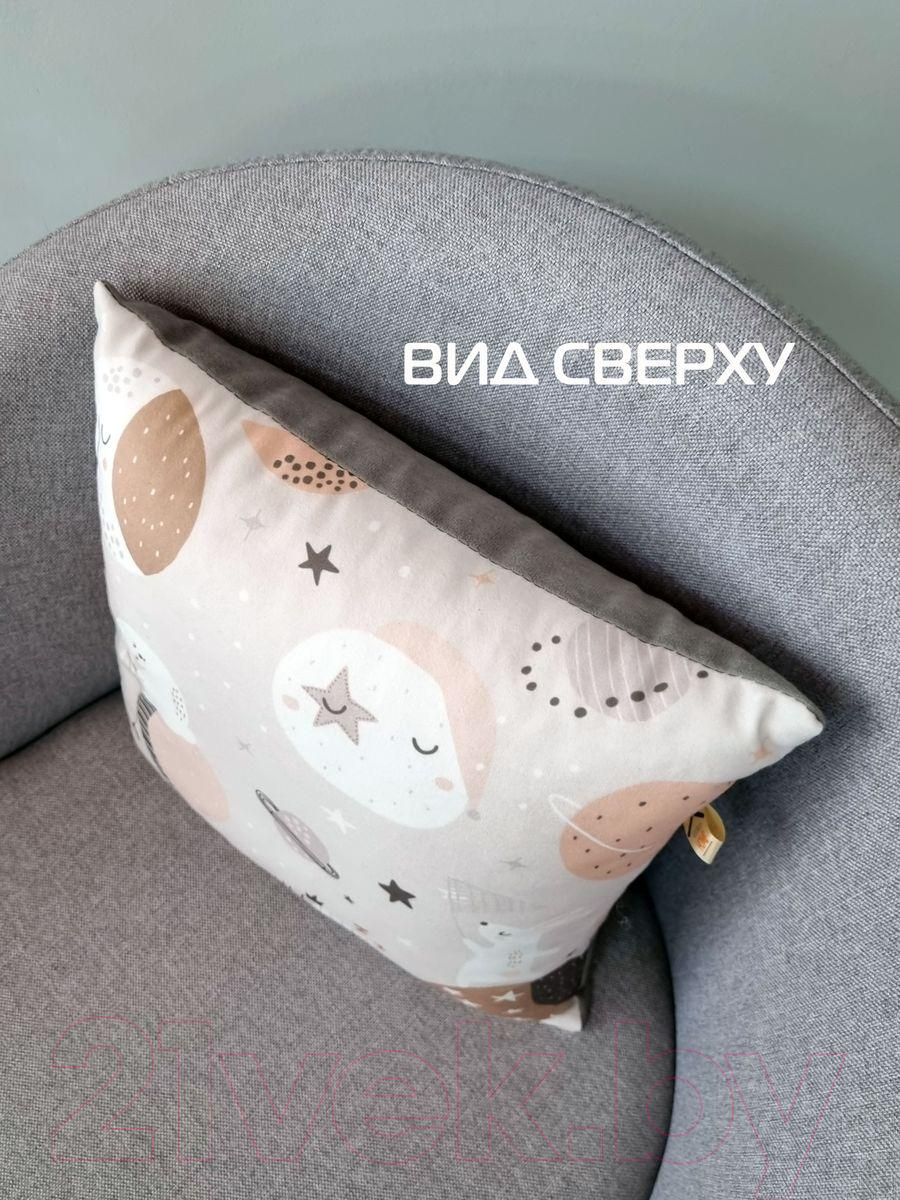 Подушка декоративная MATEX Fantasy. Зайки в космосе / 63-353 (серый/белый) — фото 5