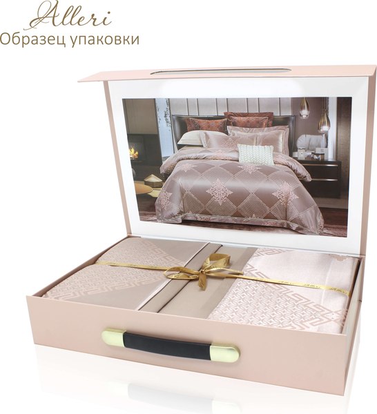 Комплект постельного белья Alleri Сатин Jacquard Premium 2сп с европростыней / СЖ-090