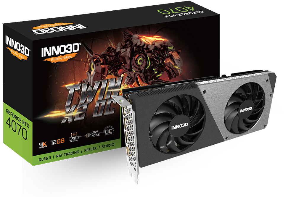 Видеокарта Inno3D GeForce RTX 4070 Twin X2 OC 12GB (N40702-126XX-185252N)