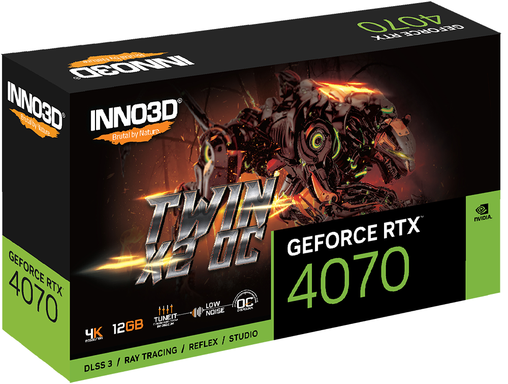 Видеокарта Inno3D GeForce RTX 4070 Twin X2 OC 12GB (N40702-126XX-185252N)