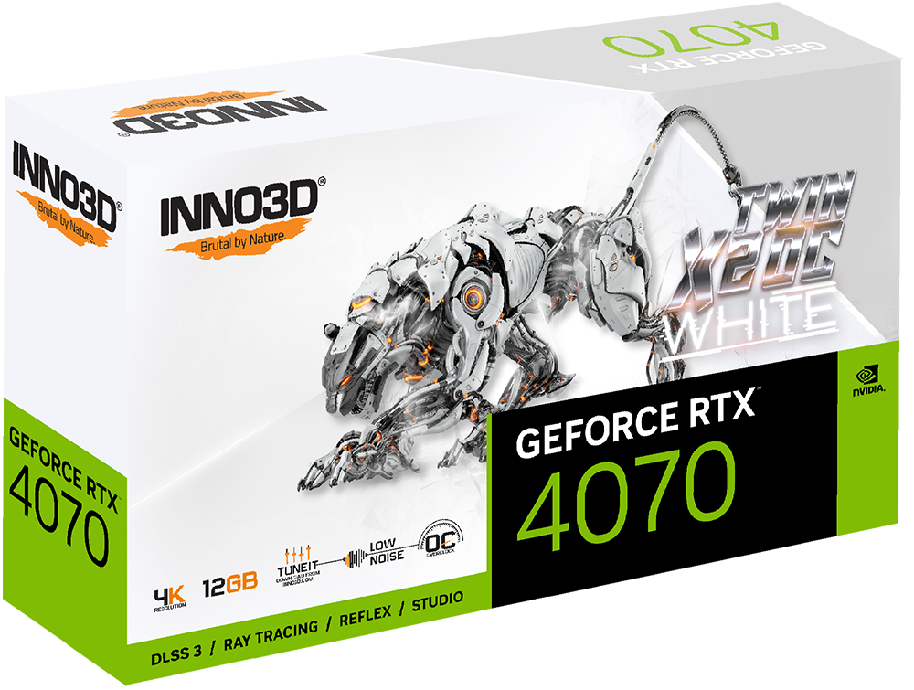 Видеокарта Inno3D GeForce RTX 4070 Twin X2 OC White 12GB (N40702-126XX-185252W)