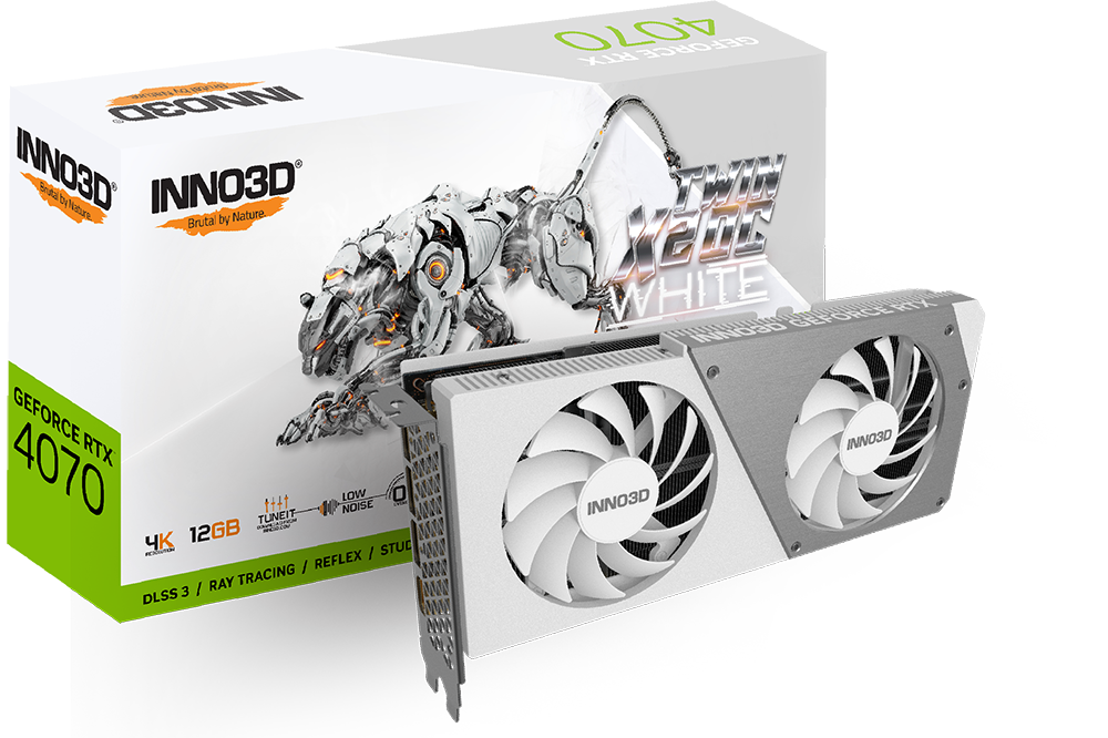 Видеокарта Inno3D GeForce RTX 4070 Twin X2 OC White 12GB (N40702-126XX-185252W)