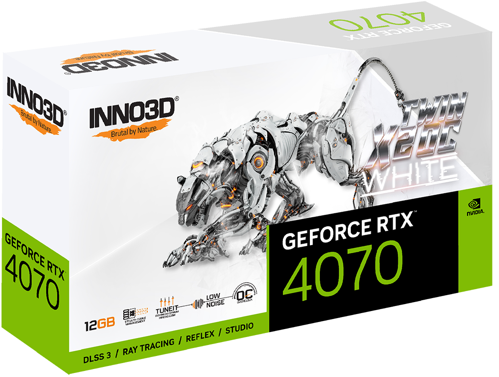 Видеокарта Inno3D GeForce RTX 4070 Twin X2 OC White Stealth 12GB