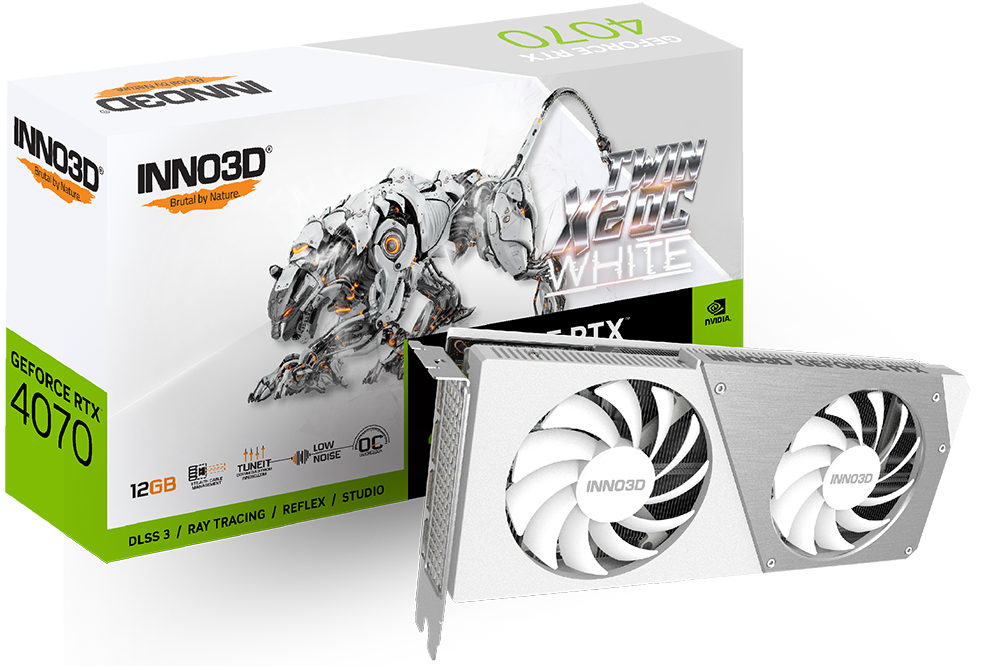 Видеокарта Inno3D GeForce RTX 4070 Twin X2 OC White Stealth 12GB