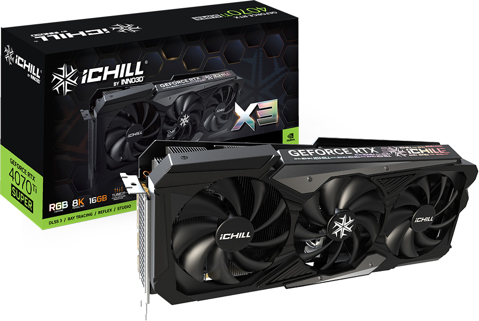 Видеокарта Inno3D GeForce RTX 4070 Ti Super iChill X3 16GB (C407TS3-166XX-186148H)