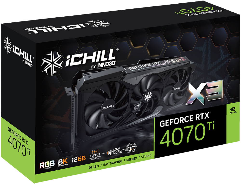 Видеокарта Inno3D GeForce RTX 4070 Ti iChill X3 12GB (C407T3-126XX-186148H)