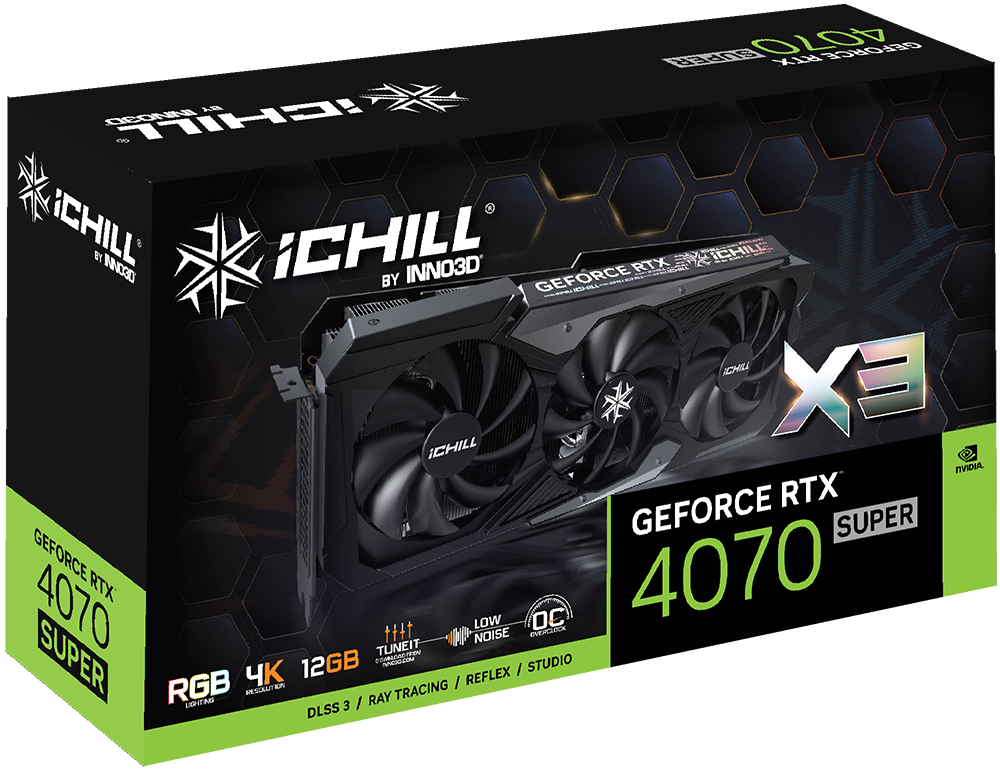 Видеокарта Inno3D GeForce RTX 4070 Super iChill X3 12GB (C407S3-126XX-186148H)