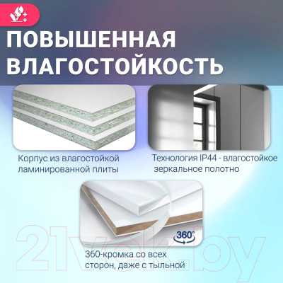 Шкаф с зеркалом для ванной Doratiz Крит 60 L / 2711.168