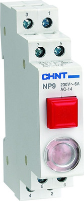 Кнопка на DIN-рейку Chint NP9-12D3/2 1НО+2НЗ AC/DC 230В (R) / 584047 (красный) -