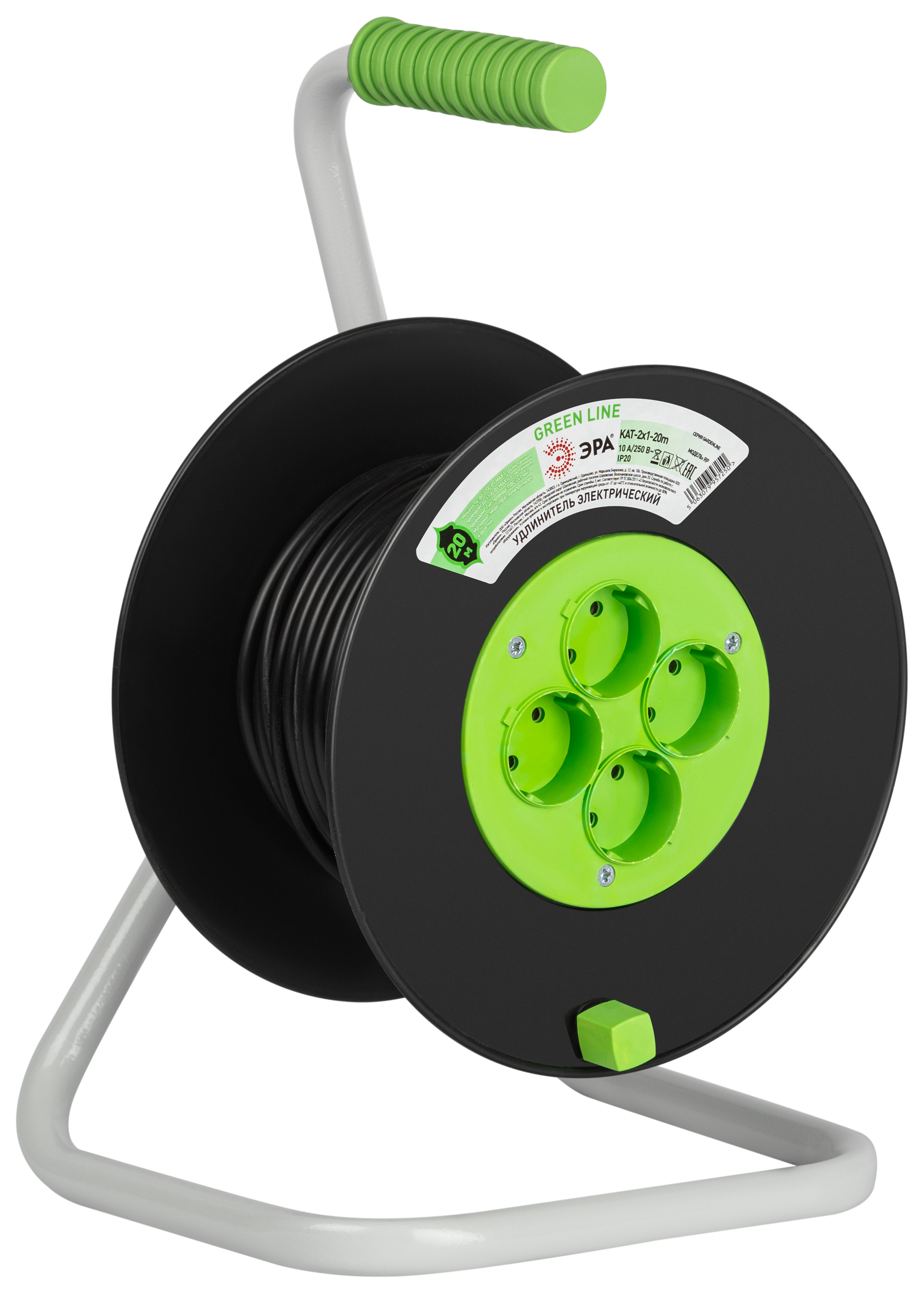 Удлинитель на катушке ЭРА Greenline KAT-2x1-20m / Б0064997 — фото 2