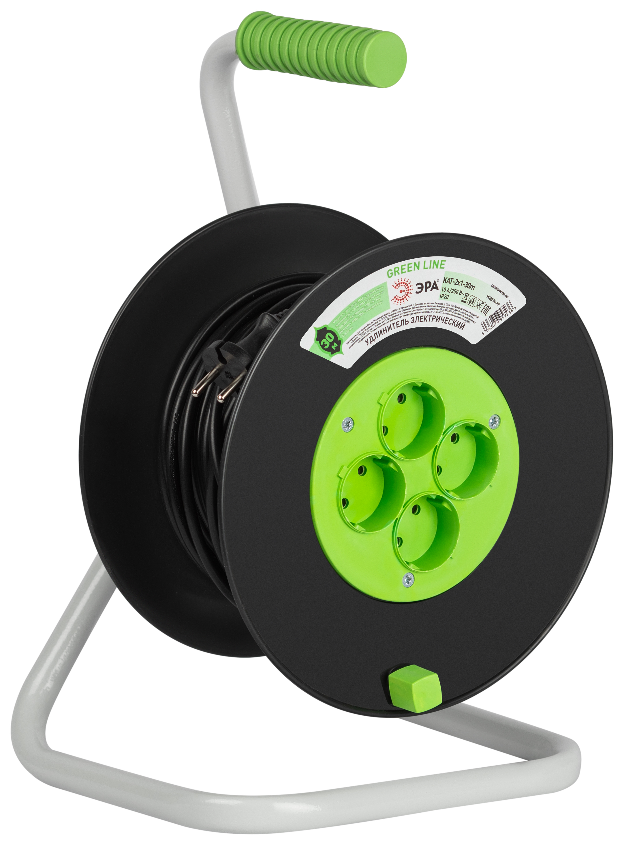 Удлинитель на катушке ЭРА Greenline KAT-2x1-30m / Б0065105 — фото 2