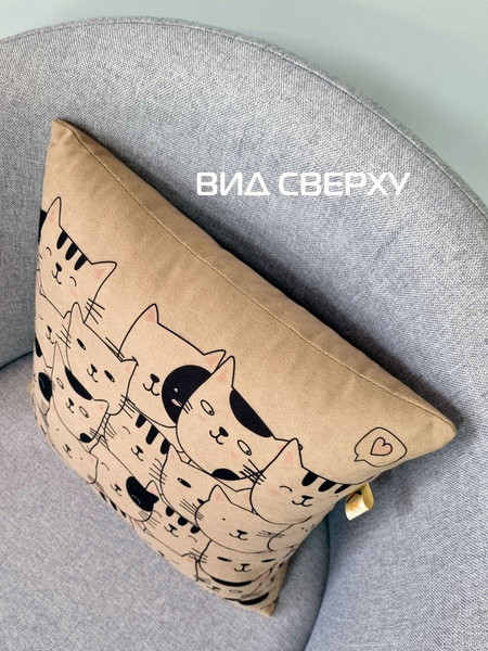 Изображение товара Подушка декоративная MATEX Meow. Котики / 62-714 (кофейный/черный/розовый)