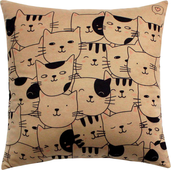 Изображение товара Подушка декоративная MATEX Meow. Котики / 62-714 (кофейный/черный/розовый)