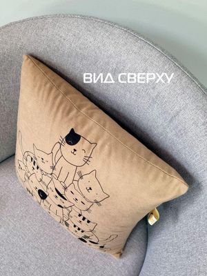 Подушка декоративная MATEX Meow. Cute Cat / 62-721 (кофейный/черный/темно-розовый)