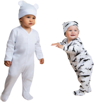 Комплект одежды для малышей Amarobaby Nature / AB-OD23-3101N/0083-56 (белый/киты, р.56-62) -