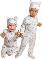 Комплект одежды для малышей Amarobaby Nature / AB-OD23-3101N/8485-80 (горошек/леопарды, р.80-86) -