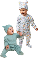 Комплект одежды для малышей Amarobaby Nature / AB-OD23-3101N/3281-74 (мятный/цветы, р.74-80) -