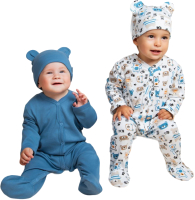 Комплект одежды для малышей Amarobaby Nature / AB-OD23-3101N/2082-74 (синий/мишки, р.74-80) -