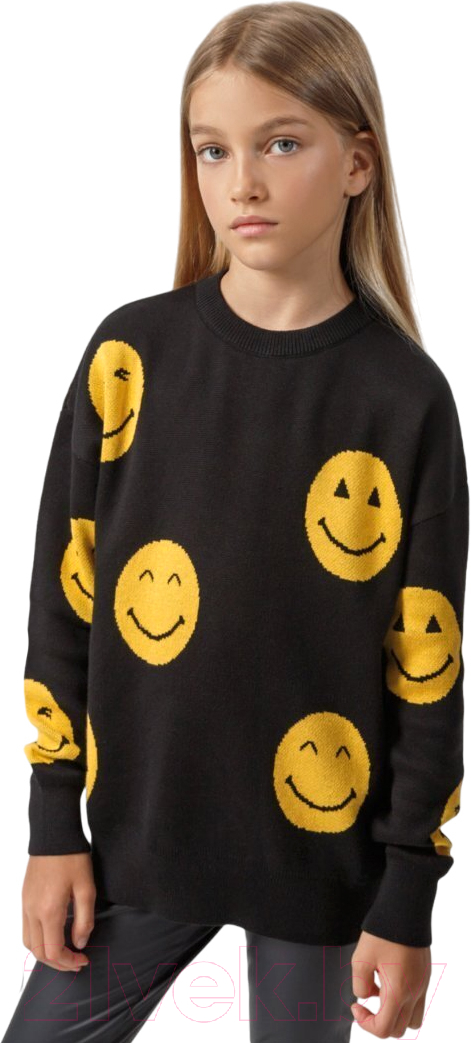 Свитер детский Amarobaby Happy / AB-OD24-HAPPY26/09-146 (черный, р.146)