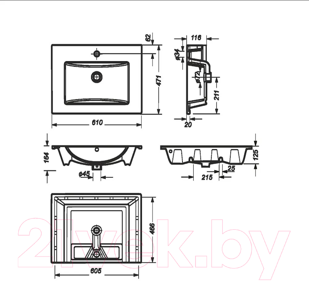 Умывальник Cersanit Quadro 60 / 0303.017