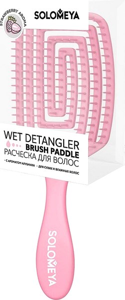 Расческа-массажер Solomeya Detangler Wet & Dry Paddle Strawberry  / 14-2027 (с ароматом клубники)