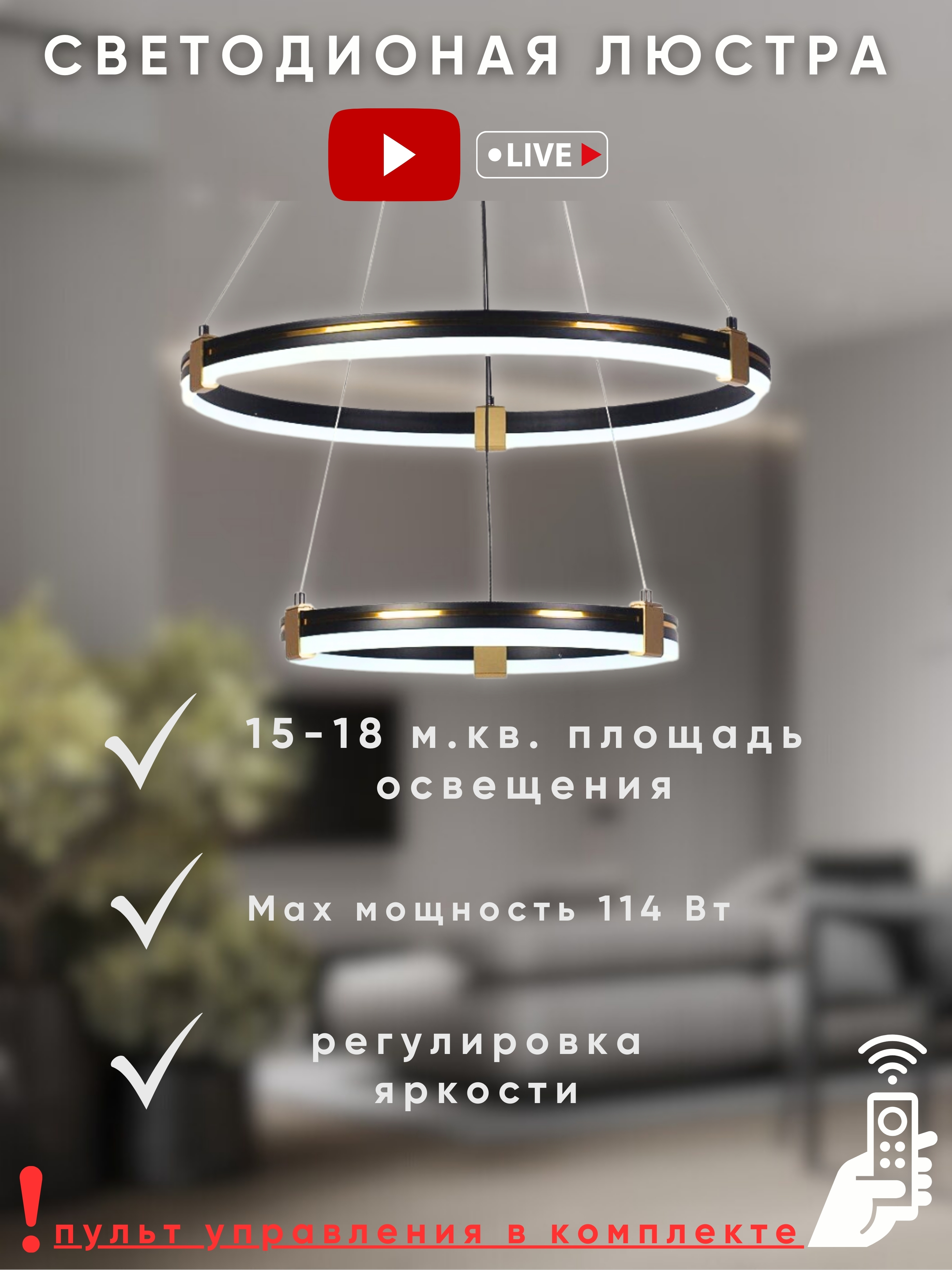 Потолочный светильник Aitin-Pro D6043/2 (черный/золото) — фото 5