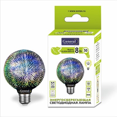 Лампа General Lighting GLDEN-G95S-3D-8-230-E27-PICTURES-2700 / 661404