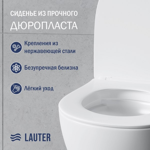 Унитаз подвесной с инсталляцией Lauter Sulzdorf (белый с микролифтом и кнопкой смыва 219704HD черный)