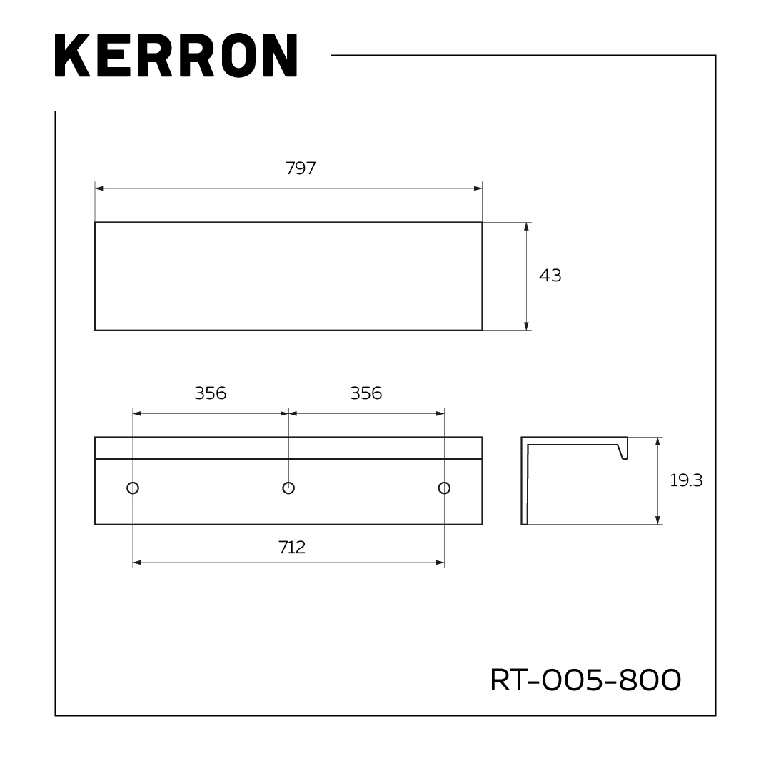 Ручка для мебели Kerron RT-005-800 BL (матовый черный) — фото 5