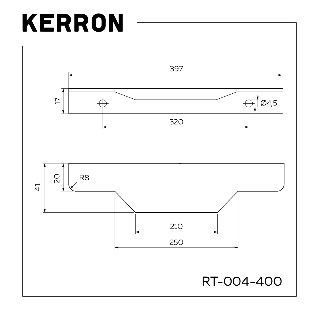 Ручка для мебели Kerron RT-004-400 SC (матовый хром) — фото 5