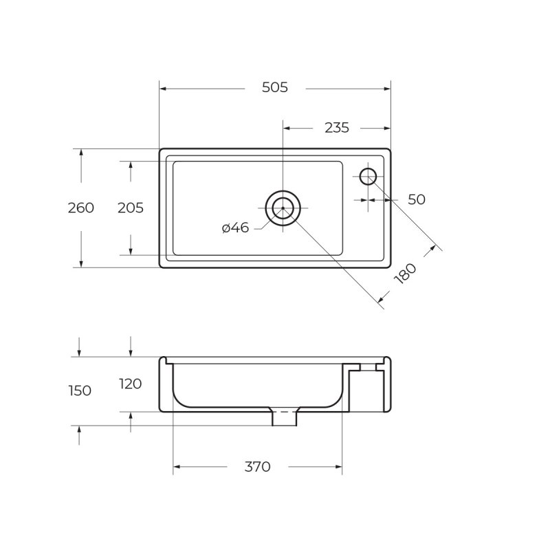 Тумба с умывальником BelBagno Kraft MINI-500/260-1A-SO-RT-L + 7045-KL