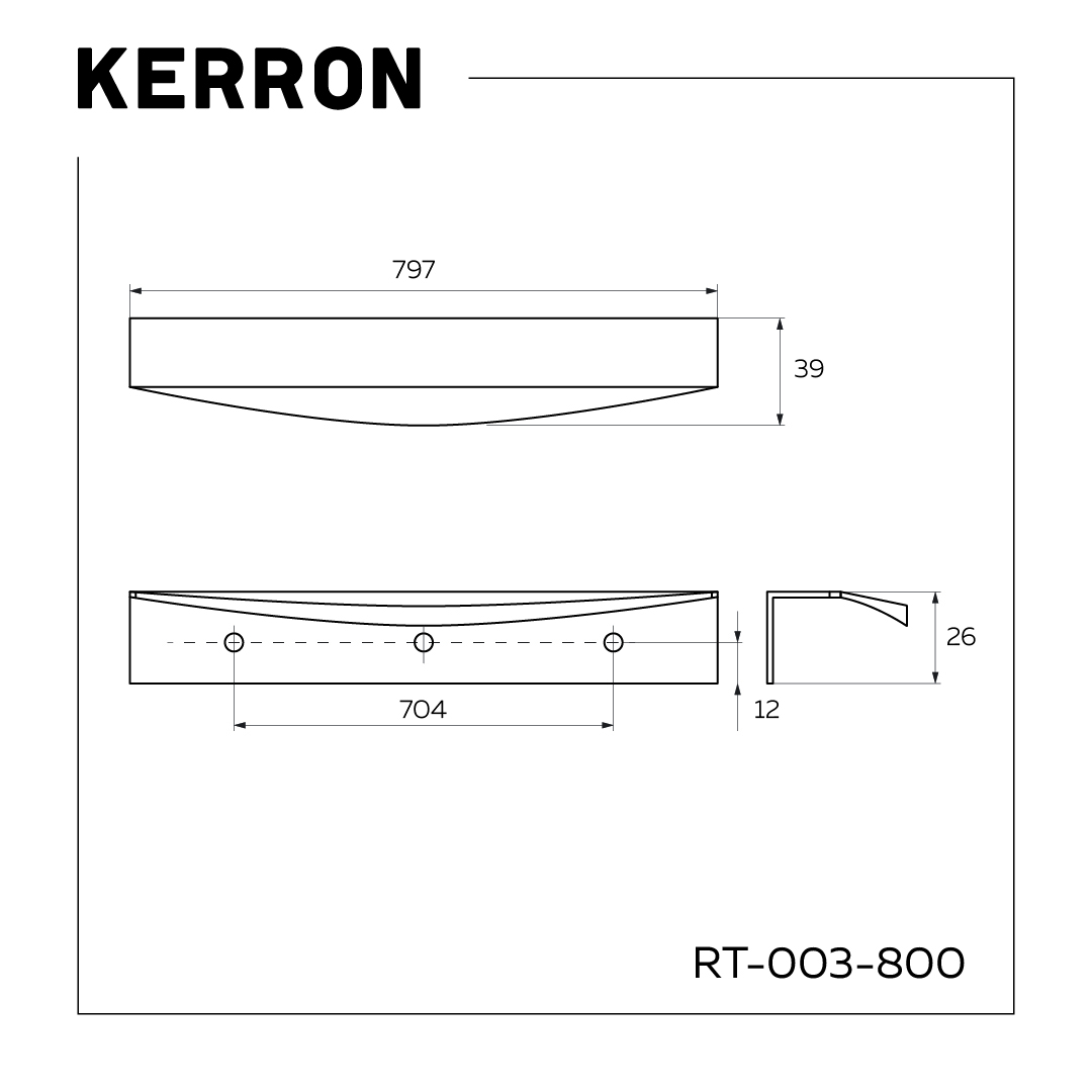 Ручка для мебели Kerron RT-003-800 SC (матовый хром) — фото 5