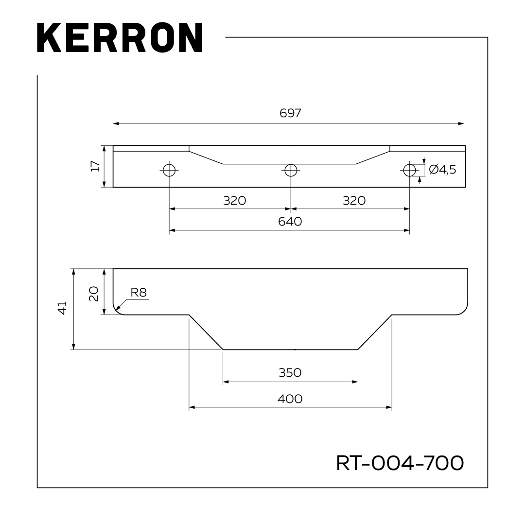 Ручка для мебели Kerron RT-004-700 SC (матовый хром) — фото 3