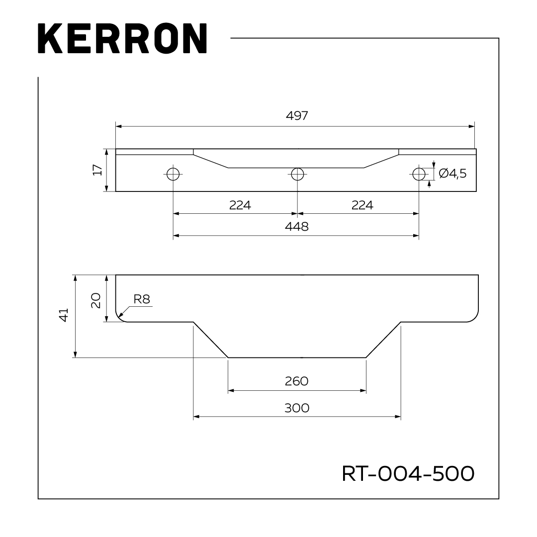 Ручка для мебели Kerron RT-004-500 SC (матовый хром) — фото 3