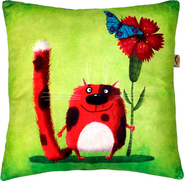 Изображение товара Подушка декоративная MATEX Kotoklism line. Бабочка на цветке / 28-840 (темно-красный)