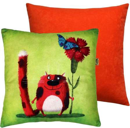 Изображение товара Подушка декоративная MATEX Kotoklism line. Бабочка на цветке / 28-840 (темно-красный)