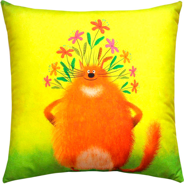 Изображение товара Подушка декоративная MATEX Kotoklism line. Огромный с букетом / 52-098 (лимонный/оранжевый/лососевый)