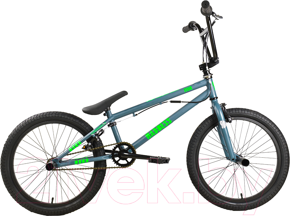 Велосипед STARK Madness BMX 2 2025 (темно-серый матовый/зеленый неон/черный)