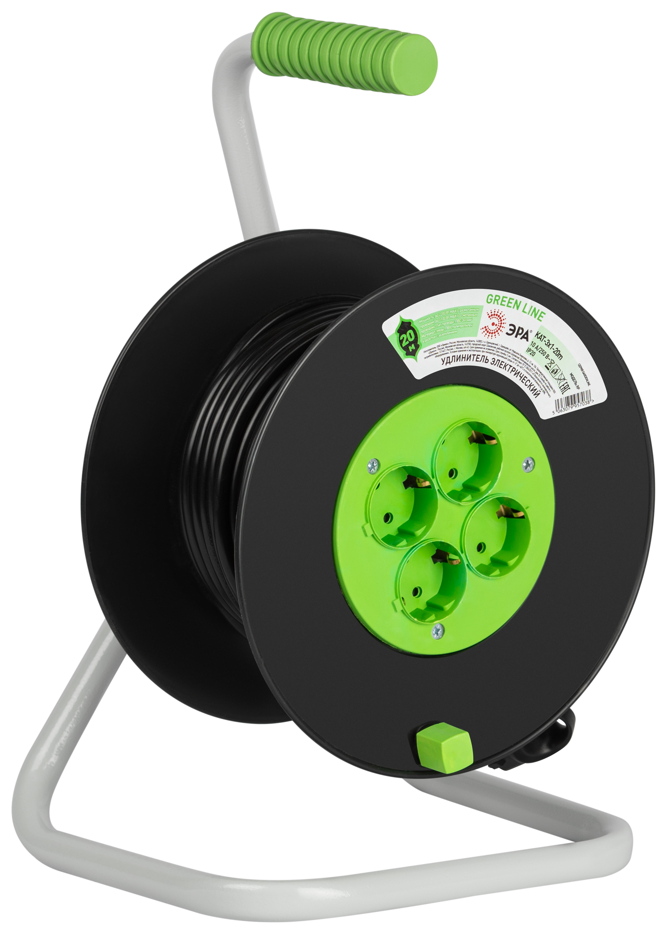 Удлинитель на катушке ЭРА Greenline KAT-3x1-20m / Б0065130 — фото 2