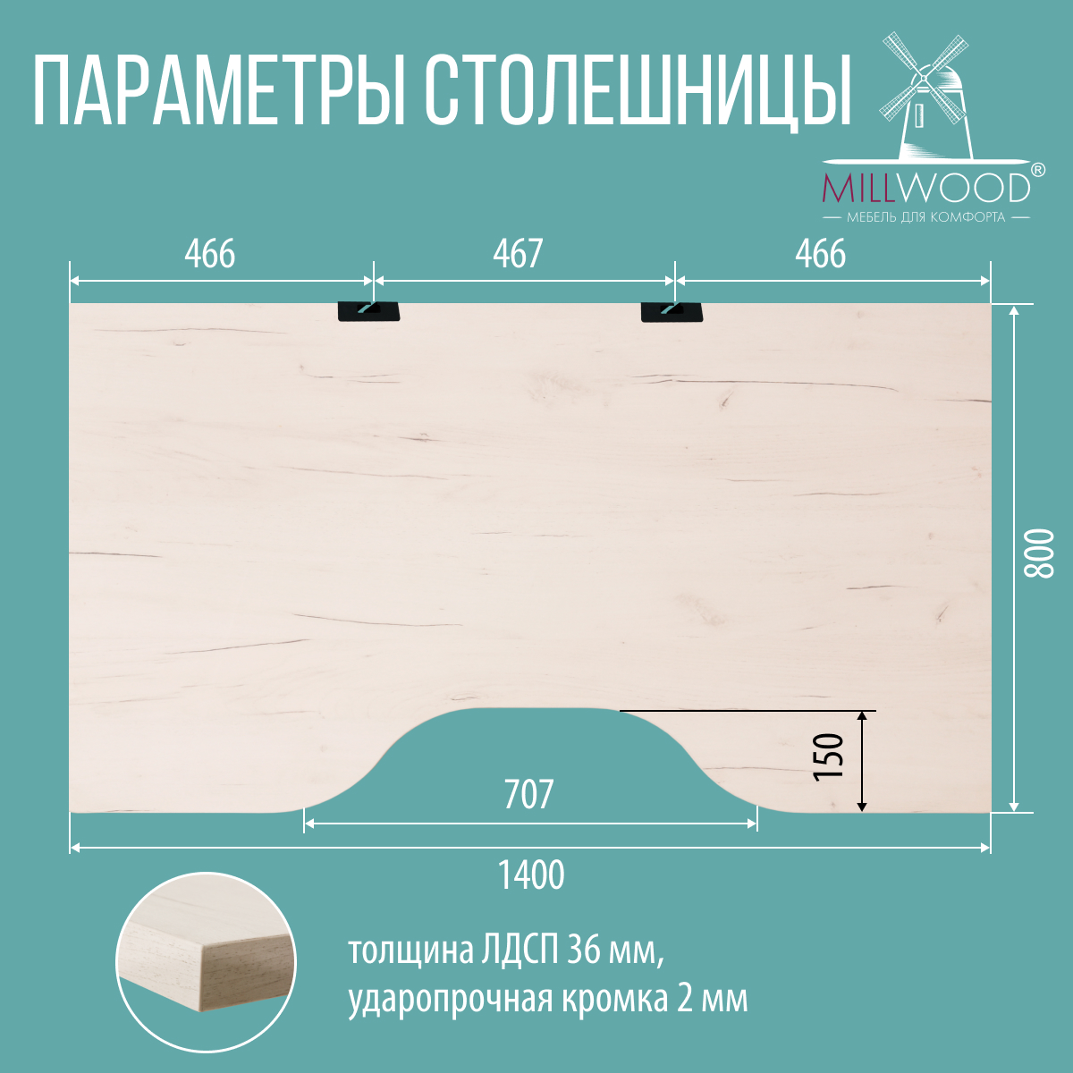 Компьютерный стол Millwood Каир 2 с вырезом 140x80x74.2