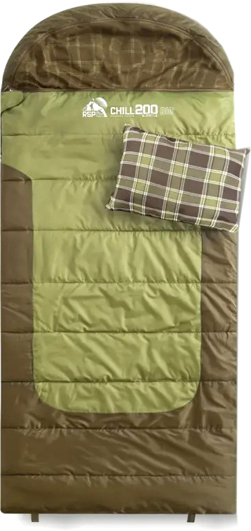 Спальный мешок RSP Outdoor Chill 200 Big / SB-СH-200-BIG-GNBR-L (зеленый/коричневый)