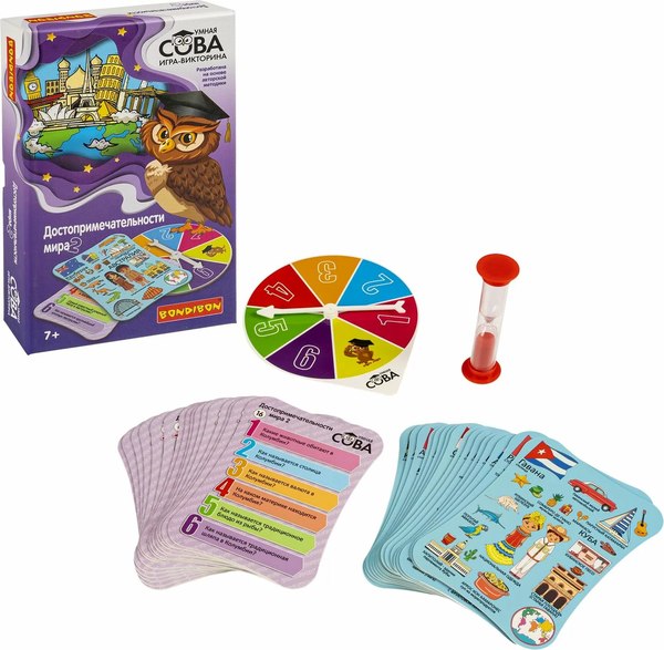 Настольная игра Bondibon Умная Сова Достопримечательности мира 2 / ВВ6350