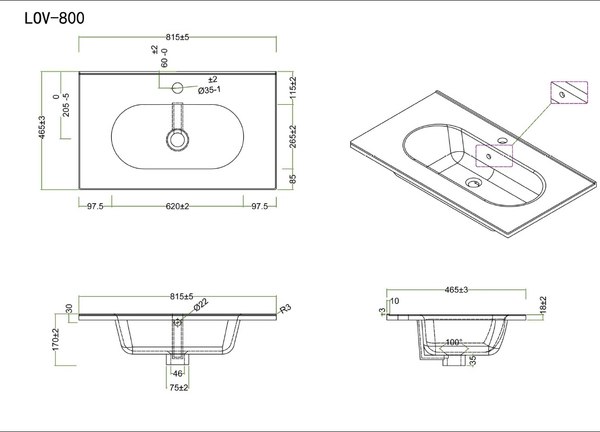 Тумба с умывальником BelBagno Kraft-800-2C-SO-PP + LOV-800-LVB