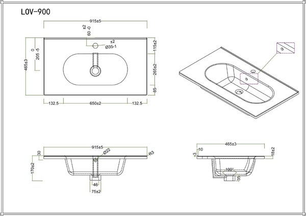 Тумба с умывальником BelBagno KRAFT-900-2C-SO-RNN + LOV-900-LVB
