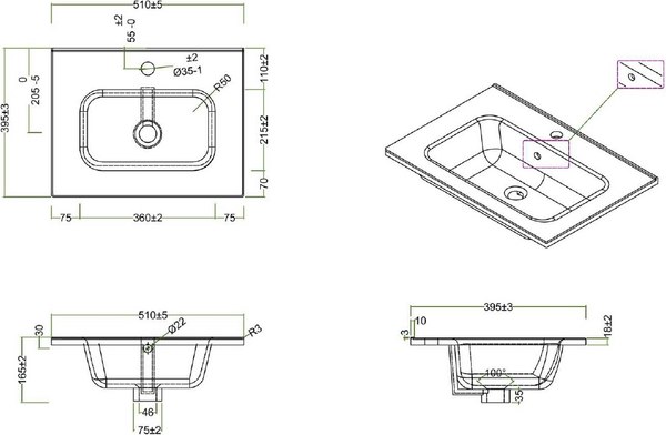Тумба с умывальником BelBagno 39-500/390-2C-SO-CG + BB500/390ETL
