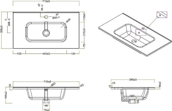 Тумба с умывальником BelBagno 39-700/390-2C-SO-BL-P + BB700/390ETL