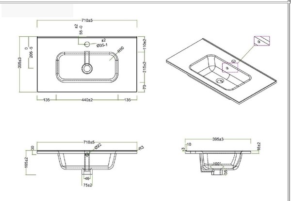 Тумба с умывальником BelBagno KRAFT39-700/390-2C-SO-CG + BB700/390ETL